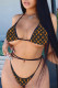 Black Orange Fashion Sexy Print Bandage Backless Swimwears