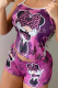 Purple Casual Print Patchwork U Neck Sleeveless Two Pieces