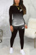 Black Fashion Casual Print Basic O Neck Long Sleeve Two Pieces