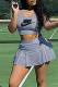 Grey Elegant Letter Asymmetrical U Neck Sleeveless Two Pieces