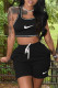 Black Casual Sportswear Tie Dye Vests U Neck Sleeveless Two Pieces