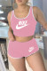 Pink Casual Sportswear Letter Print Basic U Neck Sleeveless Two Pieces