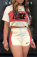 Red Casual Print Patchwork O Neck Short Sleeve Two Pieces