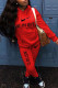 Red Fashion Sportswear Print Patchwork Hooded Collar Long Sleeve Two Pieces