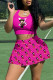 Rose Red Sexy Sportswear Print Vests U Neck Sleeveless Two Pieces