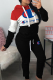Black Casual Print Patchwork Hooded Collar Long Sleeve Two Pieces