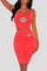 Watermelon Red Casual Sportswear Print Vests U Neck Sleeveless Two Pieces