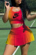 Red Sportswear Print Patchwork O Neck Two Pieces