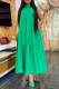 Green Casual Solid Flounce Half A Turtleneck Cake Skirt Plus Size Dresses