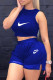 Blue Fashion Casual Embroidery Patchwork O Neck Sleeveless Two Pieces