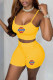 Yellow Casual Embroidery Patchwork U Neck Sleeveless Two Pieces