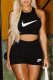 Black Casual Sportswear Print Basic O Neck Sleeveless Two Pieces