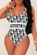 Black Fashion Sexy Print Backless Swimwears