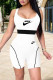 White Casual Sportswear Print Patchwork U Neck Skinny Romper