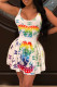 White Sexy Casual Print Basic U Neck Sleeveless Two Pieces