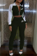 Black Casual Print Patchwork Turndown Collar Long Sleeve Two Pieces