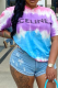 Multicolor Casual Print Patchwork O Neck T-Shirts