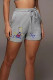 Grey Casual Print Patchwork Straight Mid Waist Straight Positioning Print Bottoms