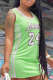 Light Green Sportswear Print Patchwork O Neck Straight Dresses