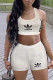 White Fashion Casual Print Basic O Neck Sleeveless Two Pieces
