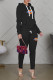 Black Fashion Casual Patchwork Basic Hooded Collar Long Sleeve Two Pieces