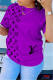 Purple Fashion Casual Print Basic O Neck T-Shirts