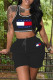 Black Casual Sportswear Print Vests U Neck Sleeveless Two Pieces
