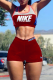 Burgundy Sportswear Print Patchwork U Neck Sleeveless Two Pieces
