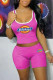 Purple Casual Sportswear Embroidery Vests U Neck Sleeveless Two Pieces