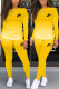 Yellow Fashion Casual Print Basic O Neck Long Sleeve Two Pieces