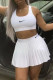 White Fashion Casual Print Basic U Neck Sleeveless Two Pieces
