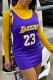 Ink Purple Sportswear Print Patchwork O Neck Straight Dresses