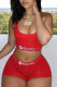 Red Casual Letter Solid Patchwork U Neck Sleeveless Two Pieces