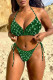 Green Fashion Sexy Print Backless Swimwears