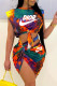 Colour Fashion Casual Print Bandage Asymmetrical O Neck Sleeveless Two Pieces