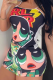 Black Green Casual Print Patchwork U Neck Sleeveless Two Pieces