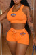 Orange Fashion Casual Embroidery Vests U Neck Sleeveless Two Pieces