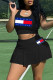 Black Casual Print Patchwork U Neck Sleeveless Two Pieces