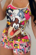 Cartoon Casual Print Patchwork U Neck Sleeveless Two Pieces
