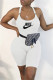 White Casual Sportswear Letter Print Backless Spaghetti Strap Skinny Romper