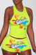 Yellow Casual Print Patchwork U Neck Sleeveless Two Pieces