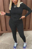 Grey Fashion Casual Solid Basic Hooded Collar Long Sleeve Two Pieces