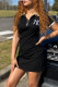 Black Fashion Casual Solid Embroidered Turndown Collar Short Sleeve Dress