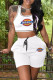 White Casual Sportswear Embroidery Vests U Neck Sleeveless Two Pieces