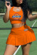 Orange Casual Sportswear Print Vests U Neck Sleeveless Two Pieces
