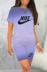 Blue Fashion Casual Gradual Change Letter Print Basic O Neck Short Sleeve Two Pieces