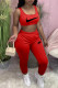 Red Casual Sportswear Print Vests Pants O Neck Sleeveless Two Pieces