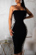 Black Fashion Sexy Patchwork Backless Spaghetti Strap Sleeveless Dress Dresses