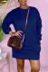 Royal Blue Casual Solid Patchwork O Neck Straight Dresses