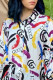 Colour Fashion Casual Print Basic Turndown Collar Tops